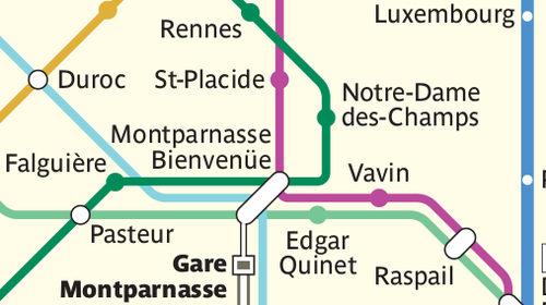 Plan RATP centré sur Montparnasse.